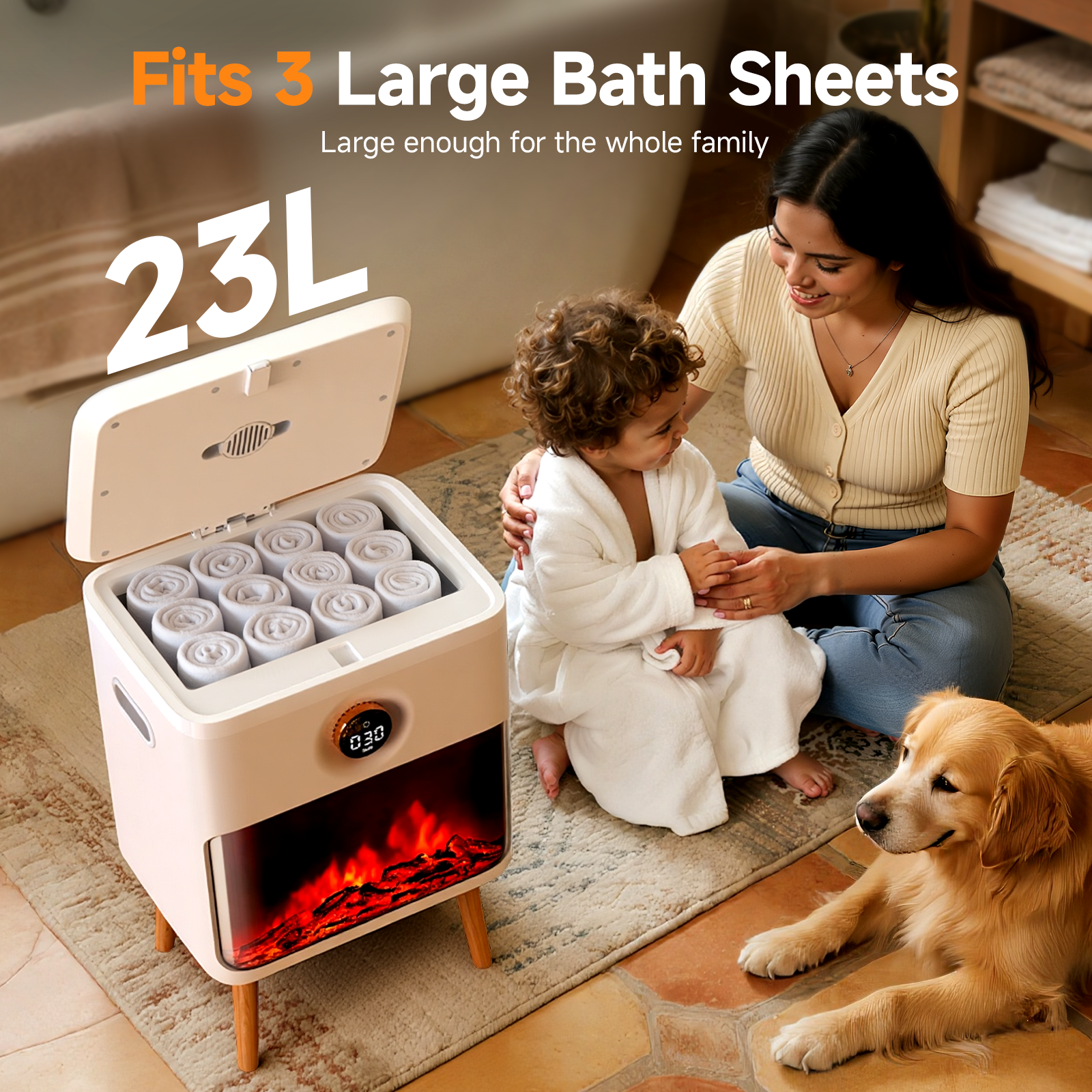 Large Heated Towel Warmer Bucket