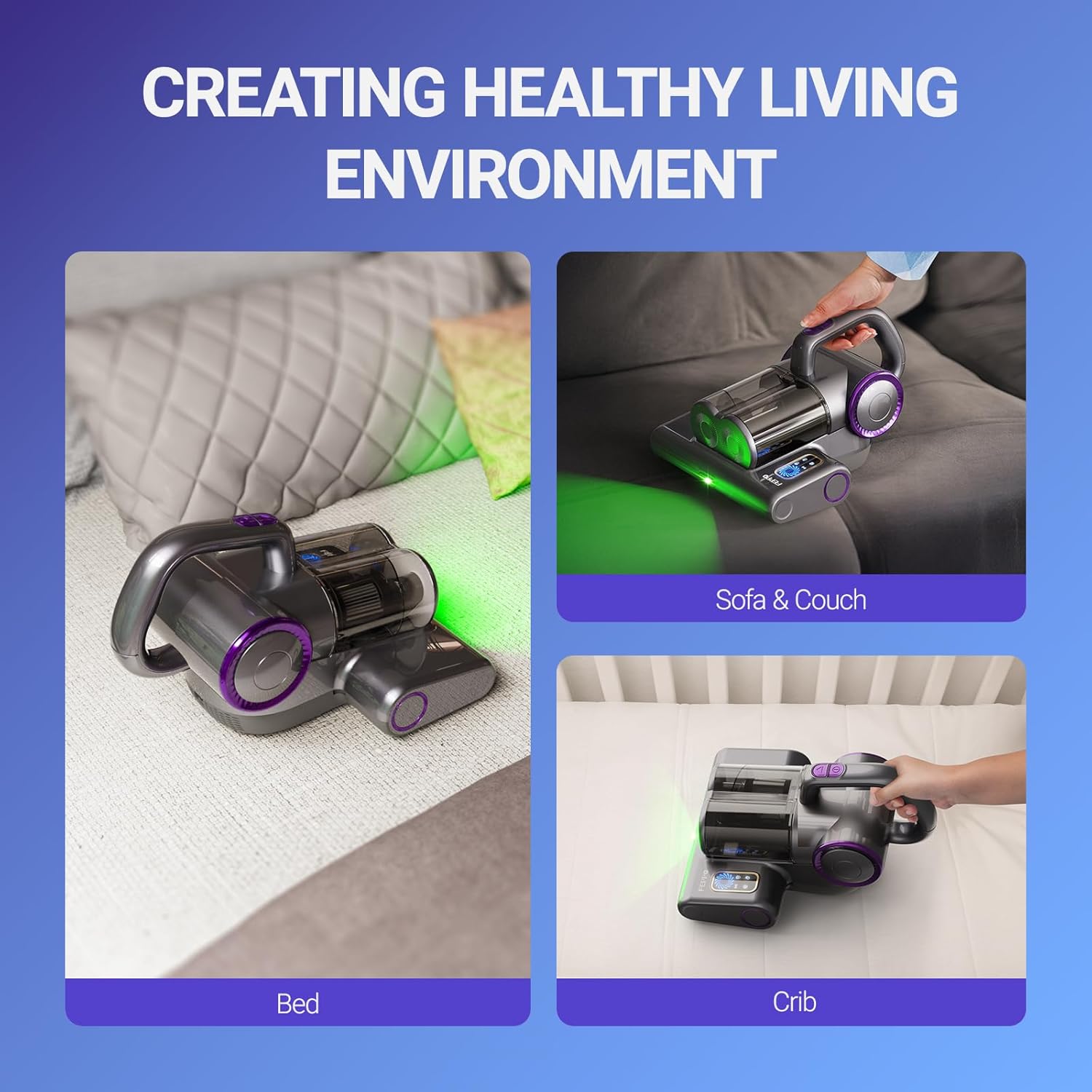 Feppo Mattress Vacuum Cleaner UV-C Light & Ultrasound, HEPA Filter, Creating Healthy Living Environment