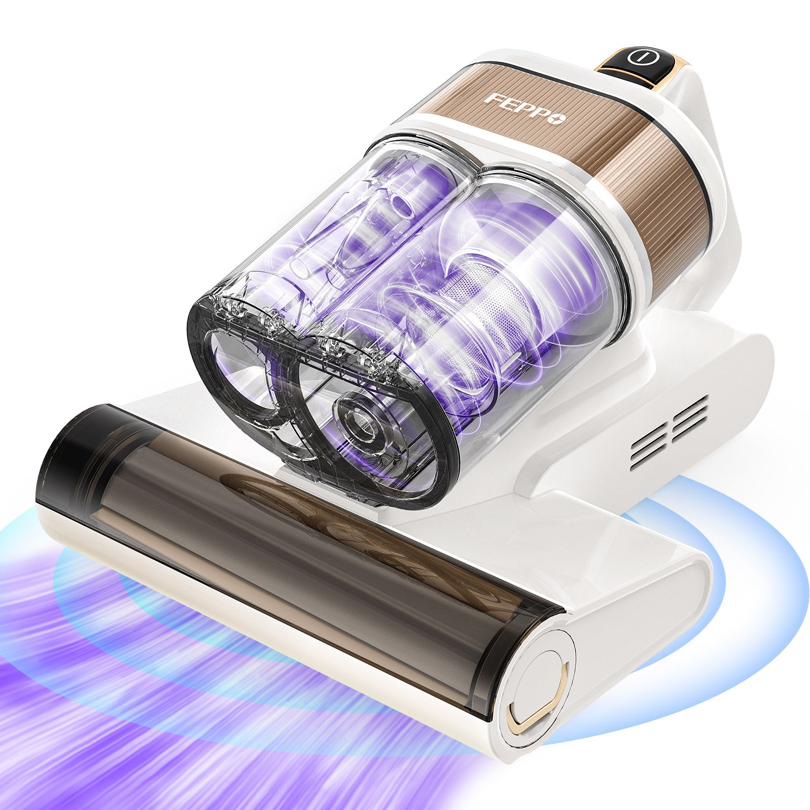 Feppo Mattress Vacuum Cleaner, White-Gold