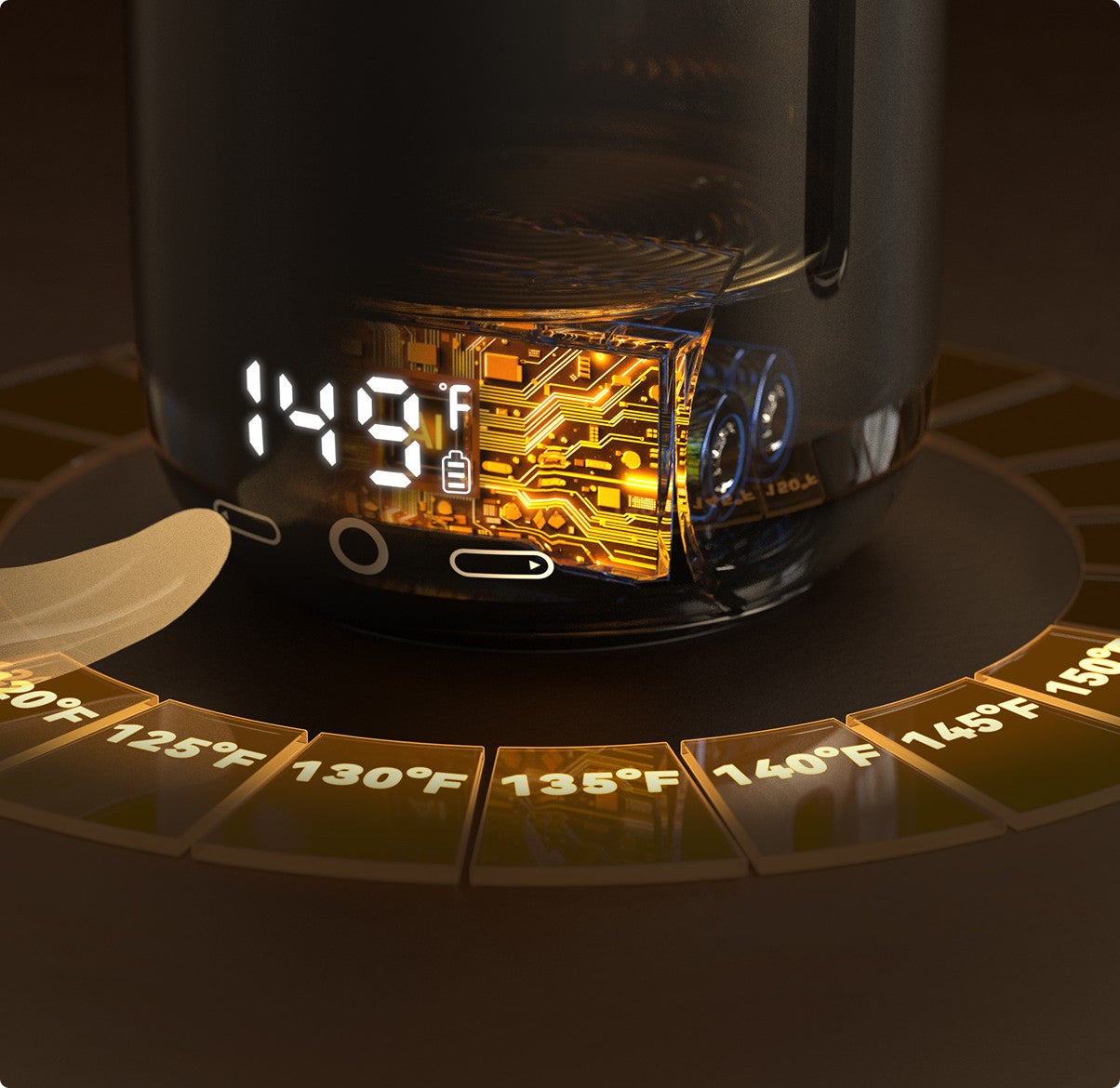 Feppo Temperature Control Heated Coffee Mug, smart display