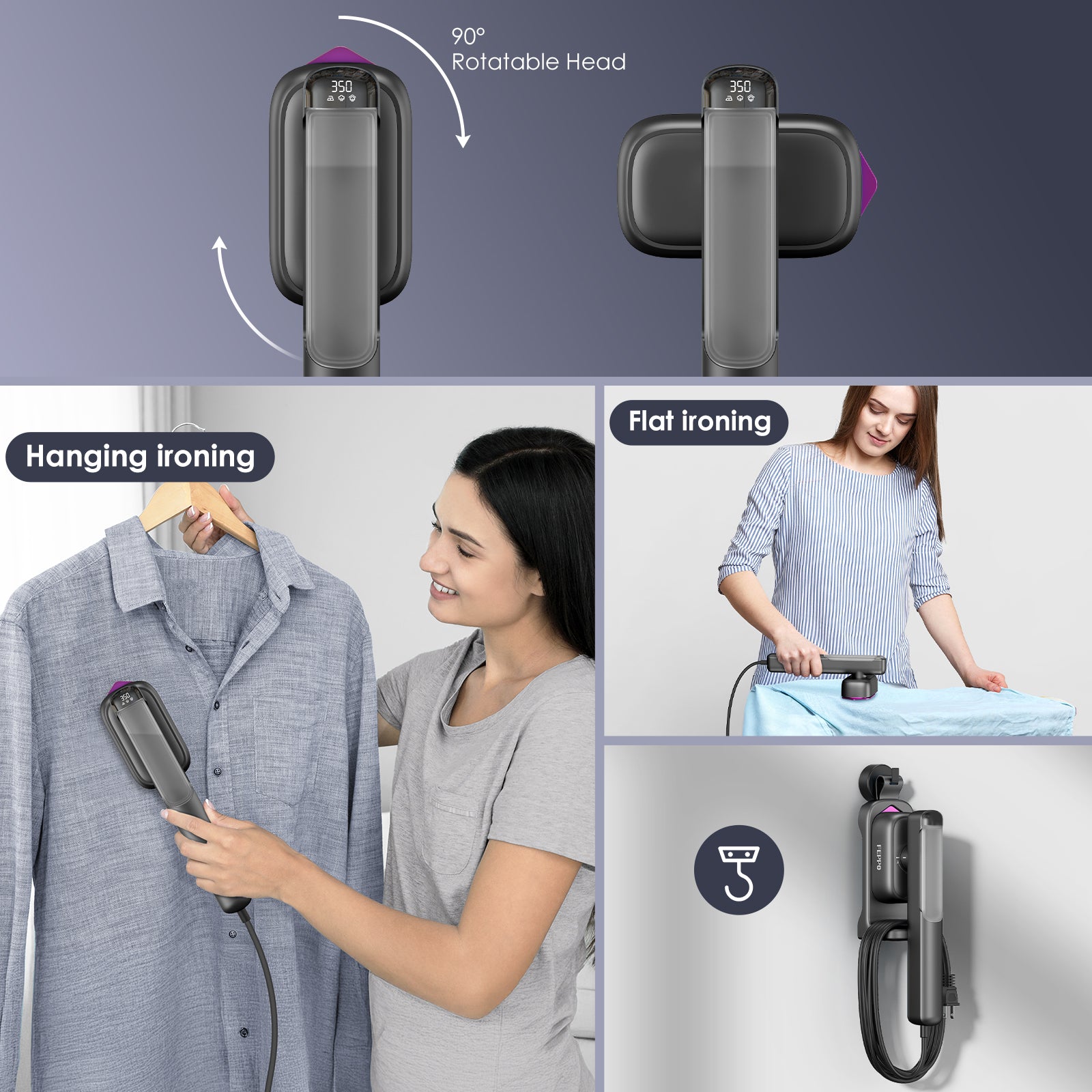 FEPPO Travel Clothes Steamer & Iron 2-in-1 – 1100W Portable Garment Steamer, Dual Voltage 110-240V, Fast Heat-Up, Travel Size - FEPPO