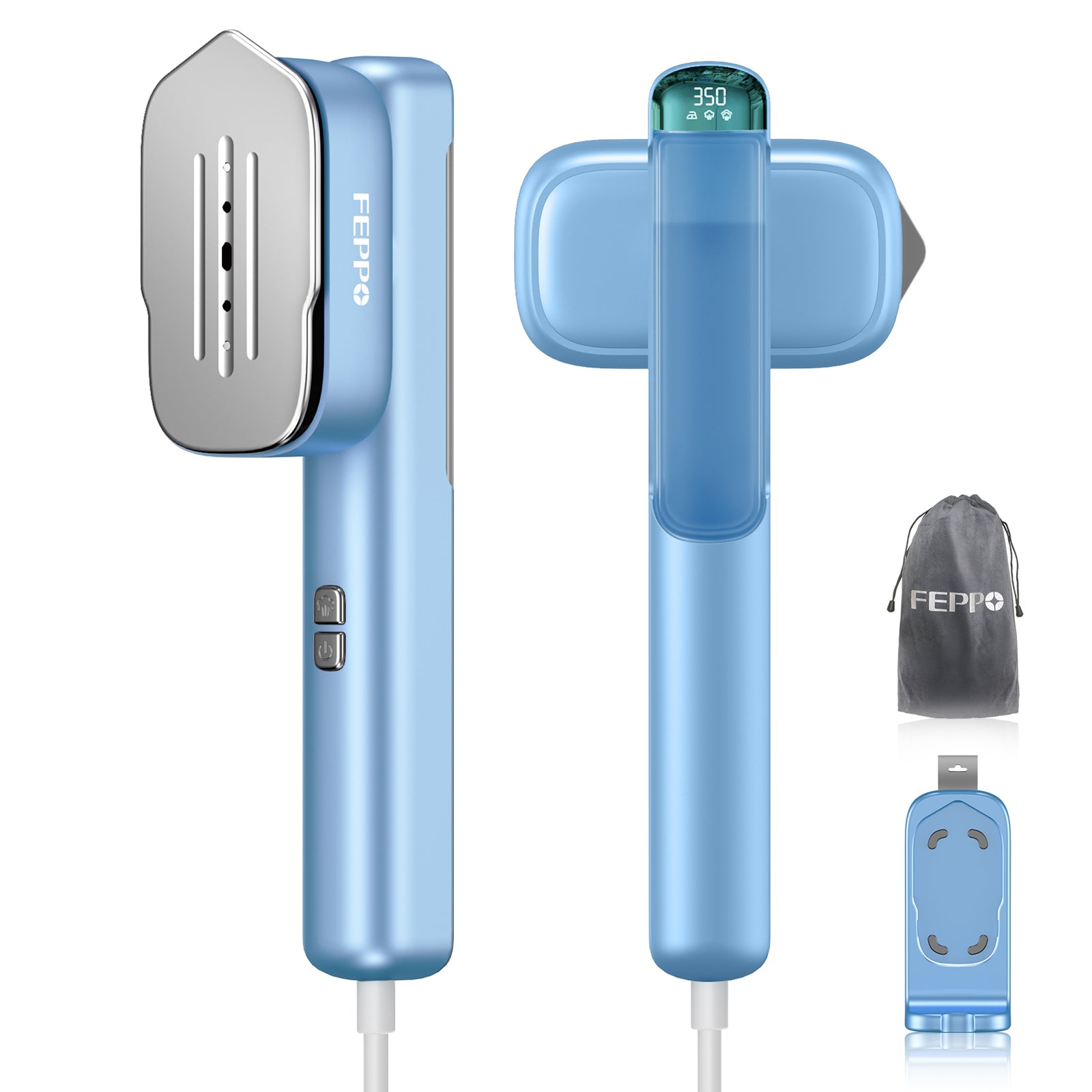 FEPPO Travel Clothes Steamer & Iron 2-in-1 – 1100W Portable Garment Steamer, Dual Voltage 110-240V, Fast Heat-Up, Travel Size - FEPPO