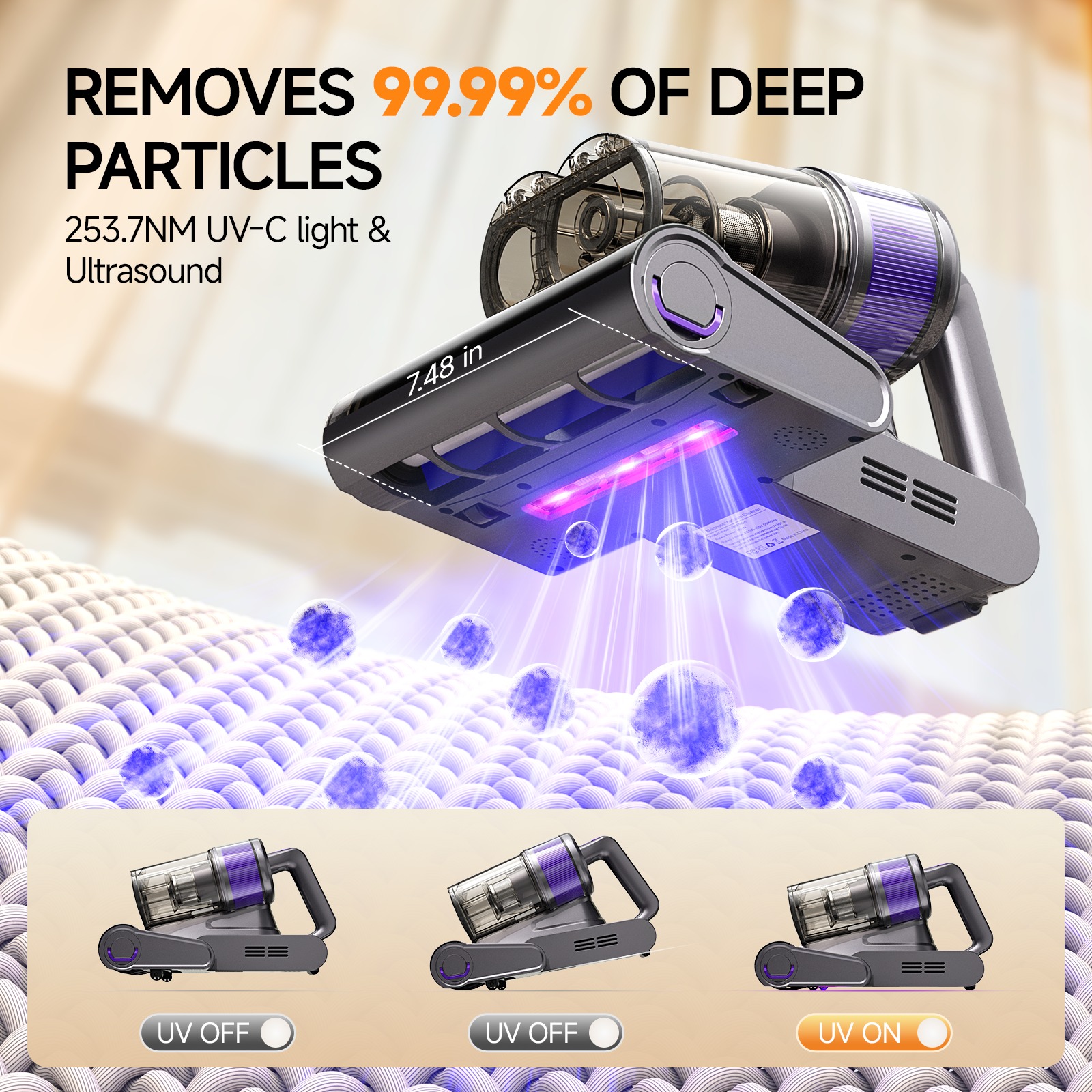 FEPPO Mattress Vacuum Cleaner, 4-in-1 Bed Vacuum Cleaner PRO,140°F Hot Air, HEPA Filter for Bed, Sofa, Crib