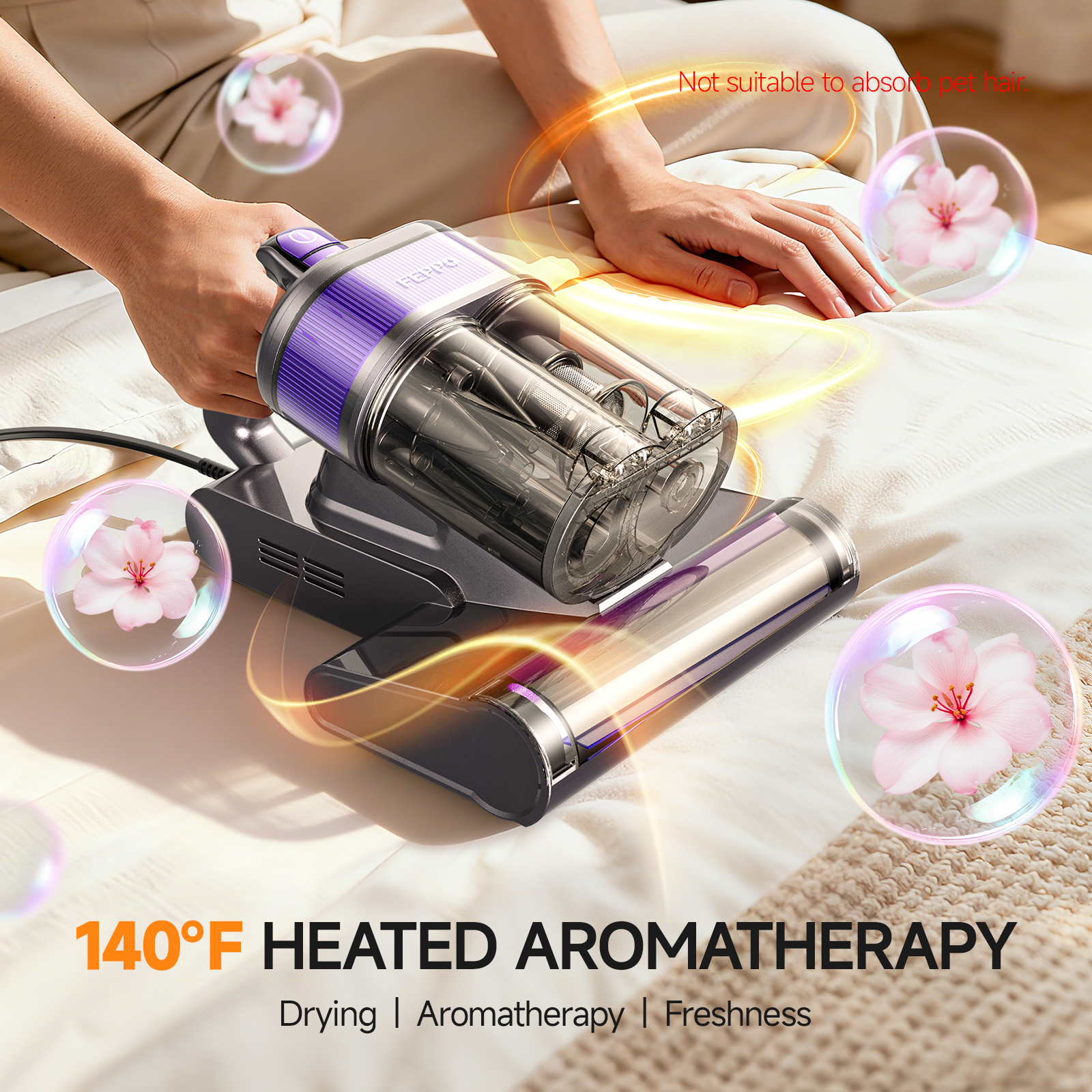 FEPPO Mattress Vacuum Cleaner, 4-in-1 Bed Vacuum Cleaner PRO,140°F Hot Air, HEPA Filter for Bed, Sofa, Crib