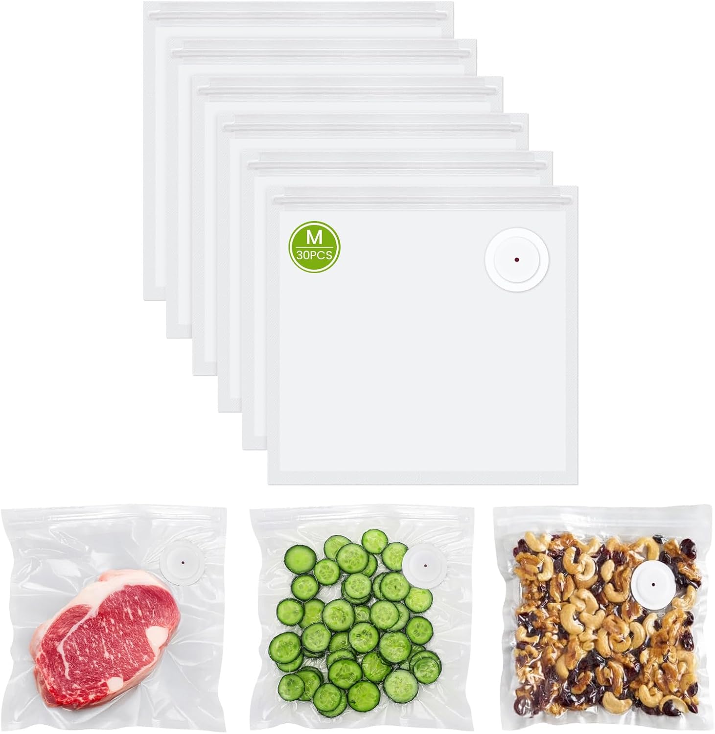 FEPPO Vacuum Sealer Bags for Food, 30 PCS 8.3"×8.7" Reusable Vacuum Seal Bags with Air Valve for Food Storage, Ideal for Freshness Preservation - FEPPO