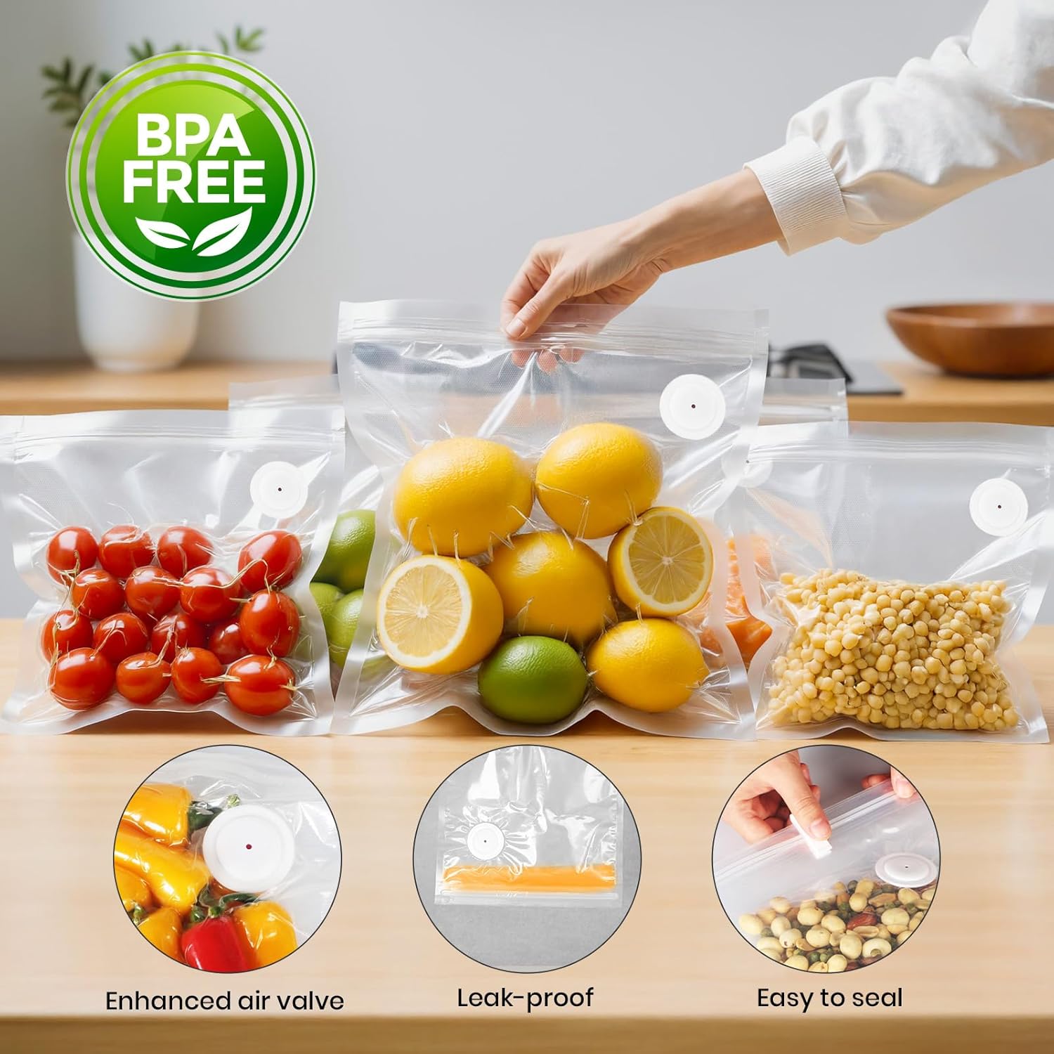 FEPPO Vacuum Sealer Bags for Food, 30 PCS 8.3"×8.7" Reusable Vacuum Seal Bags with Air Valve for Food Storage, Ideal for Freshness Preservation - FEPPO