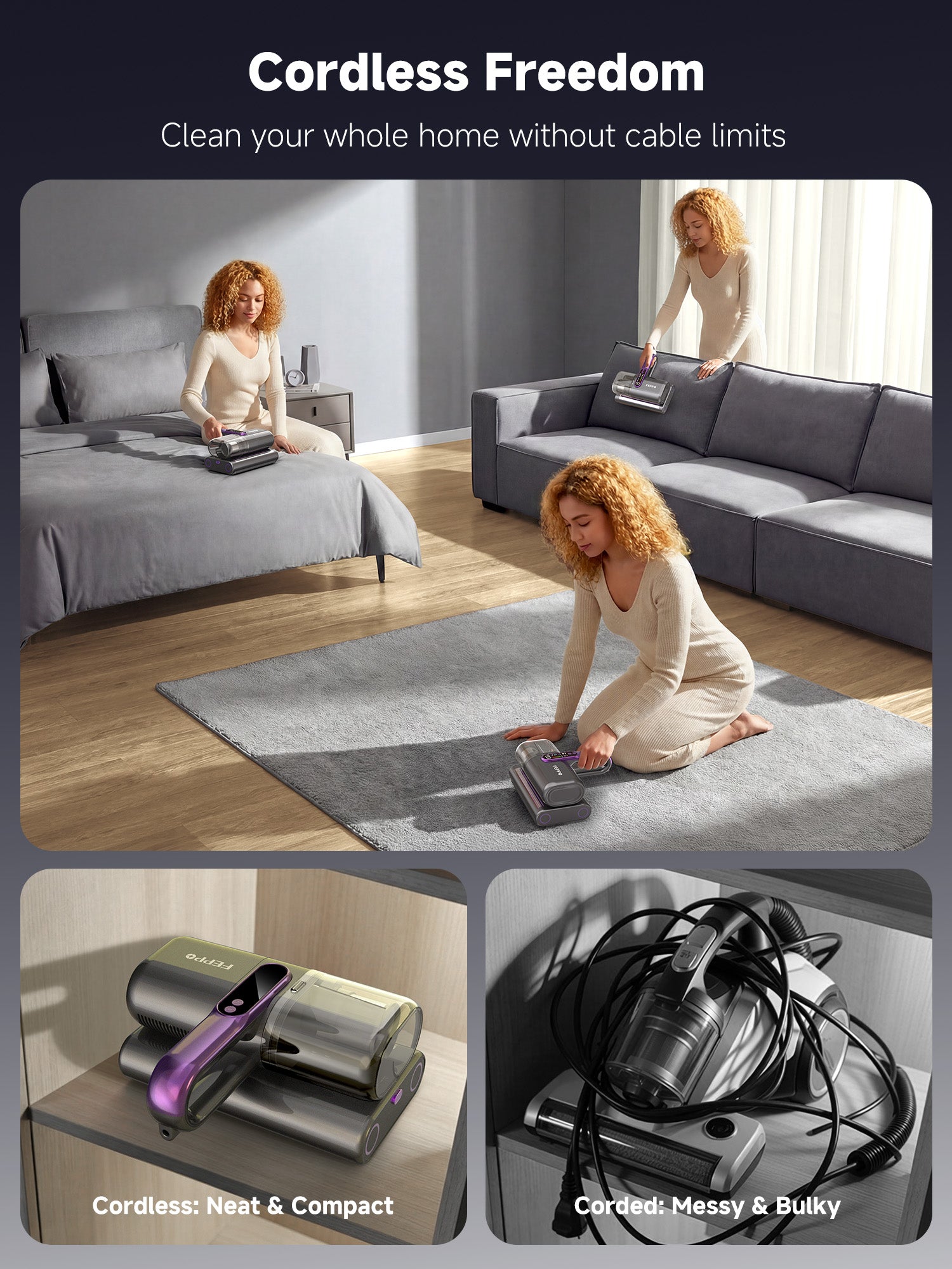 FEPPO Cordless Mattress Vacuum Cleaner