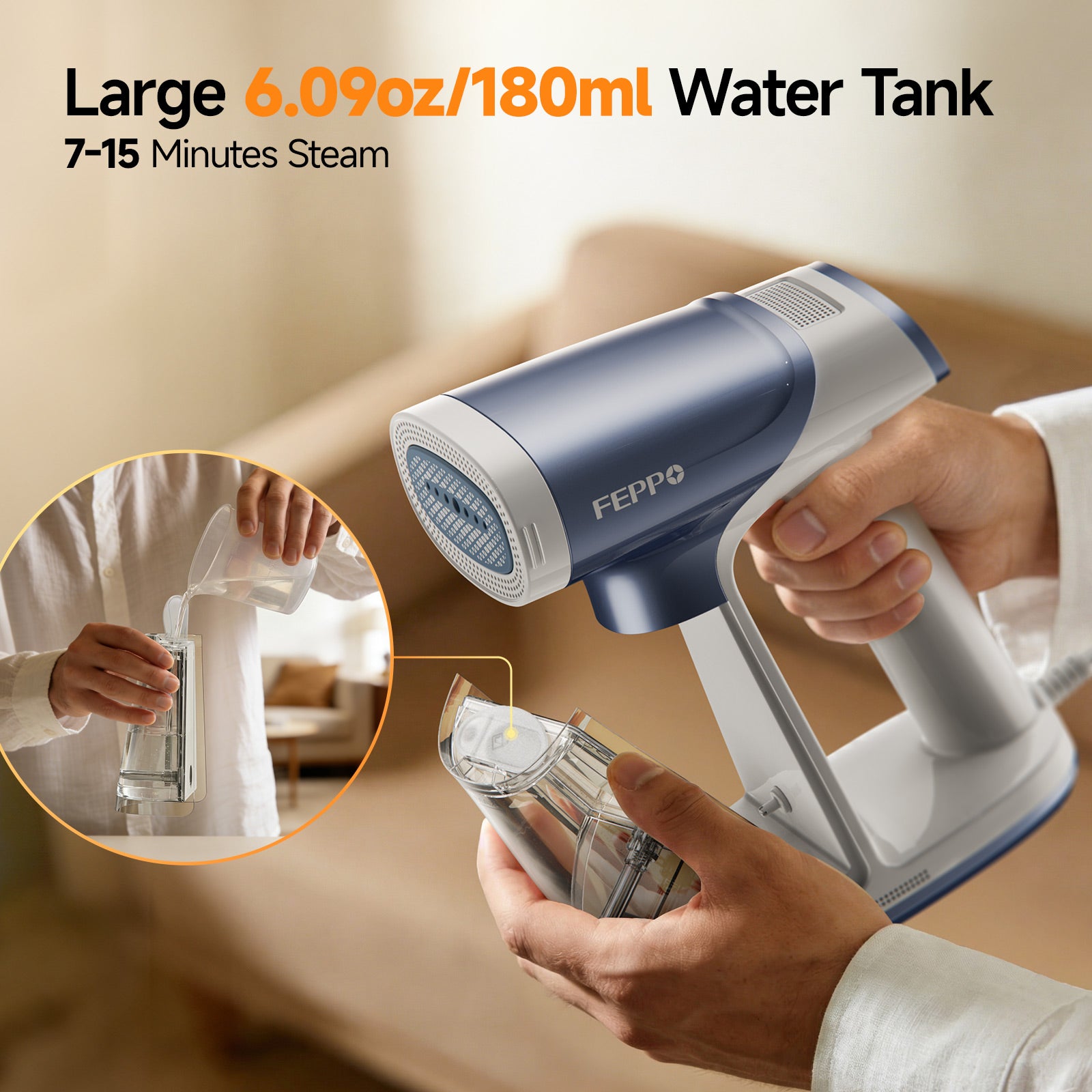 FEPPO 2-in-1 Vacuum Garment Steamer & Steam Iron with Suction