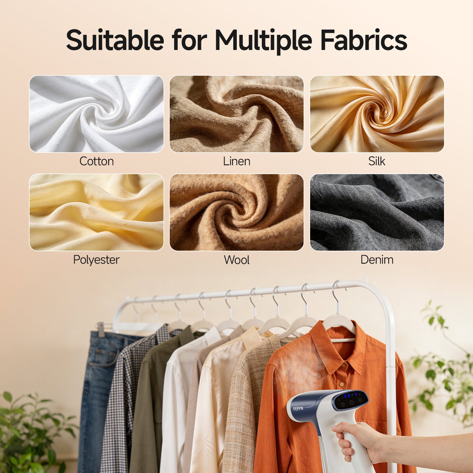 FEPPO 2-in-1 Vacuum Garment Steamer & Steam Iron with Suction