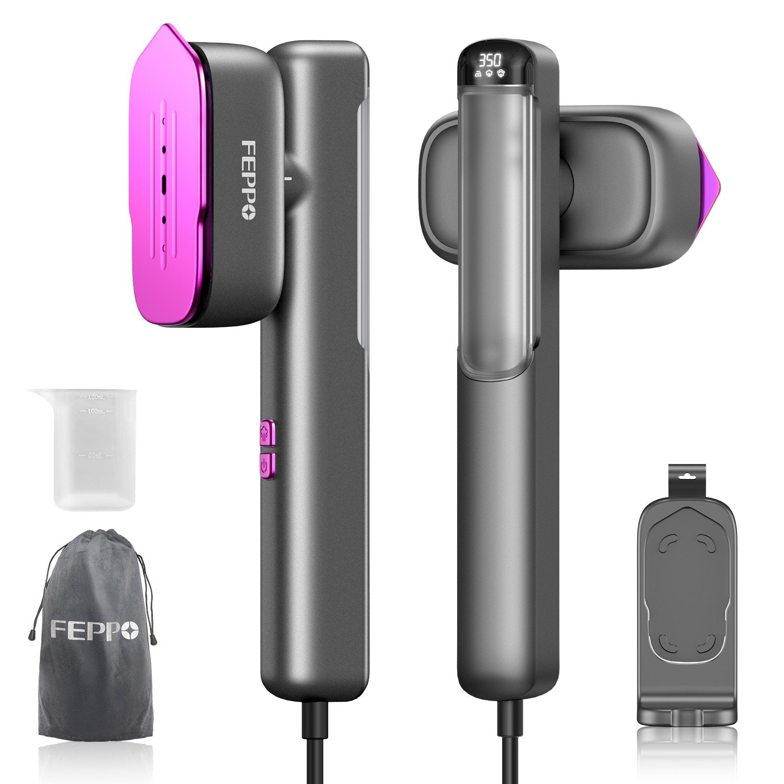 FEPPO Travel Clothes Steamer & Iron 2-in-1, Grey-Purple