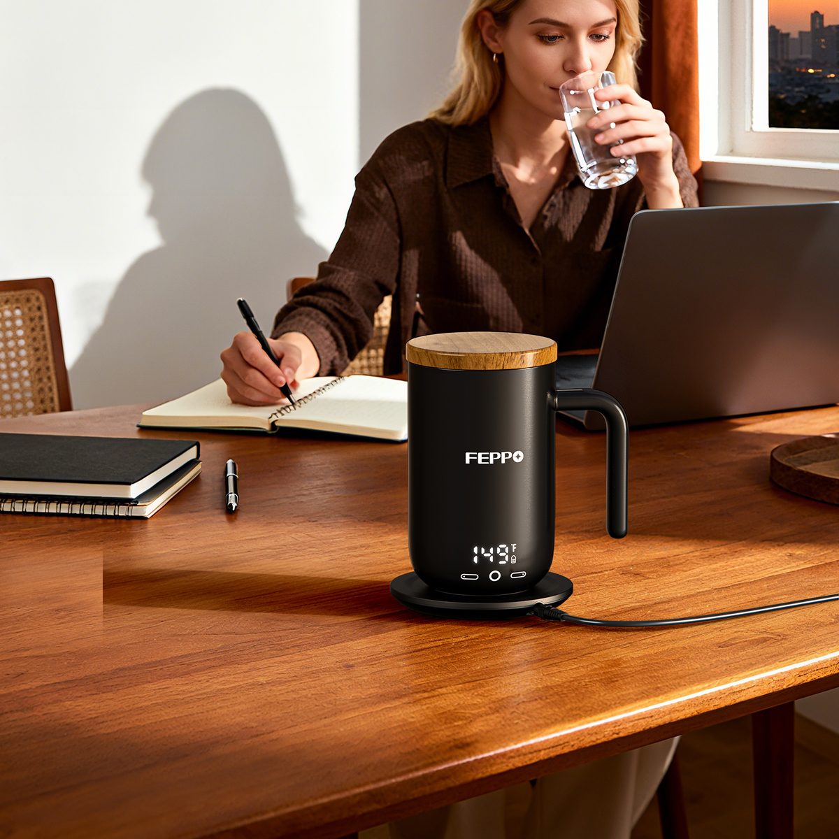 Feppo Temperature Control Heated Best Titanium Coffee Mug with Charging base