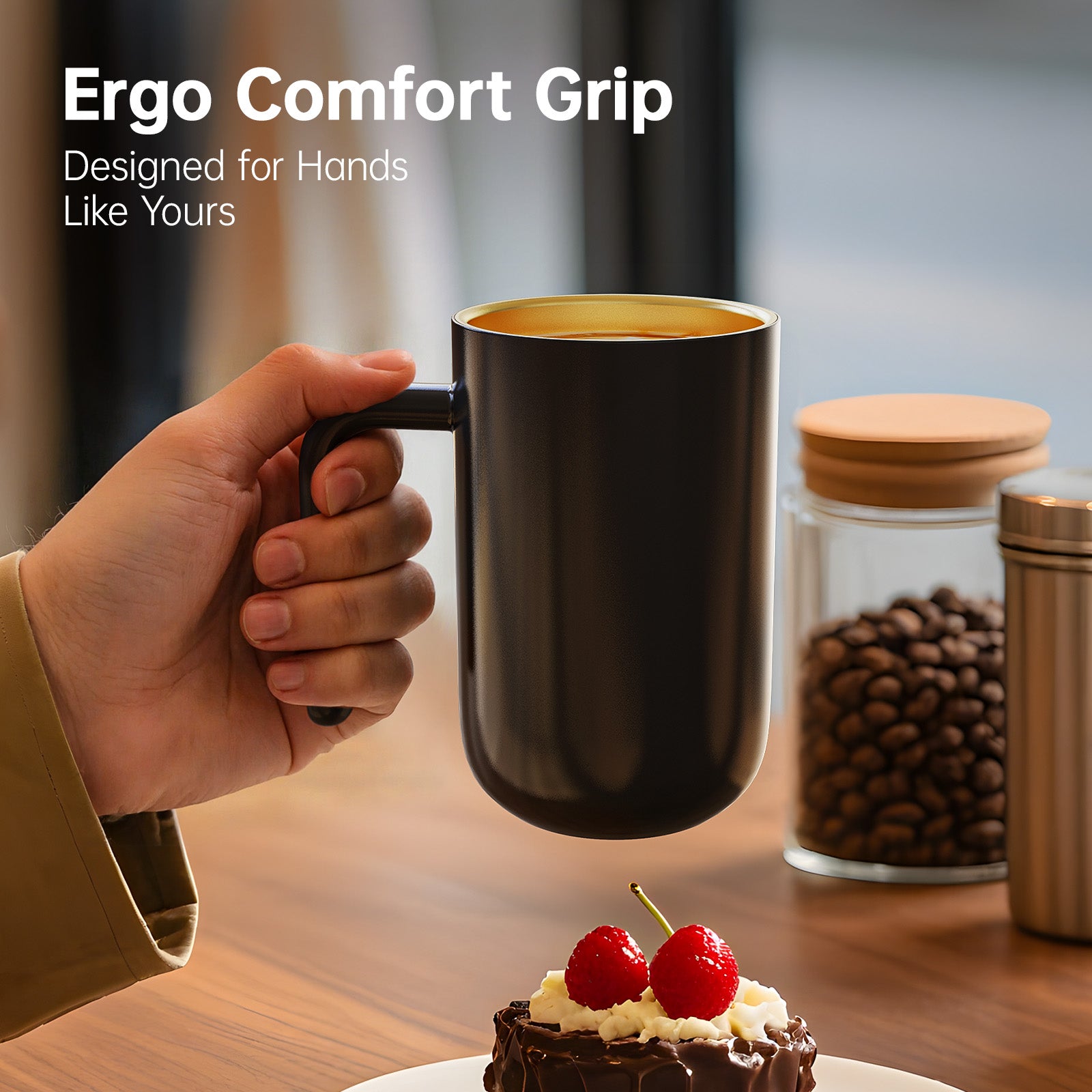 Feppo Temperature Control Heated Coffee Mug, Ergo Confort Grip