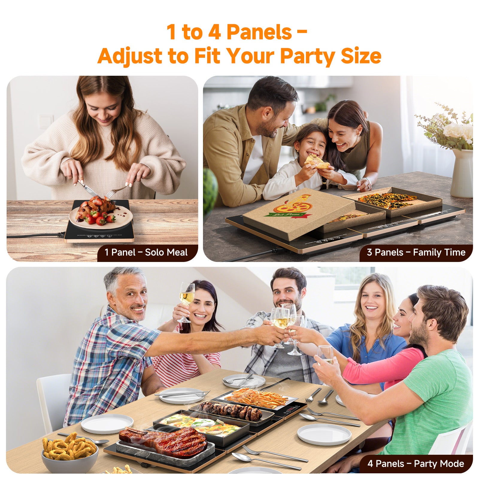 FEPPO 4-in-1 Electric Warming Tray with Timer & Temp Control Buffet Food Warmer 33"x15"