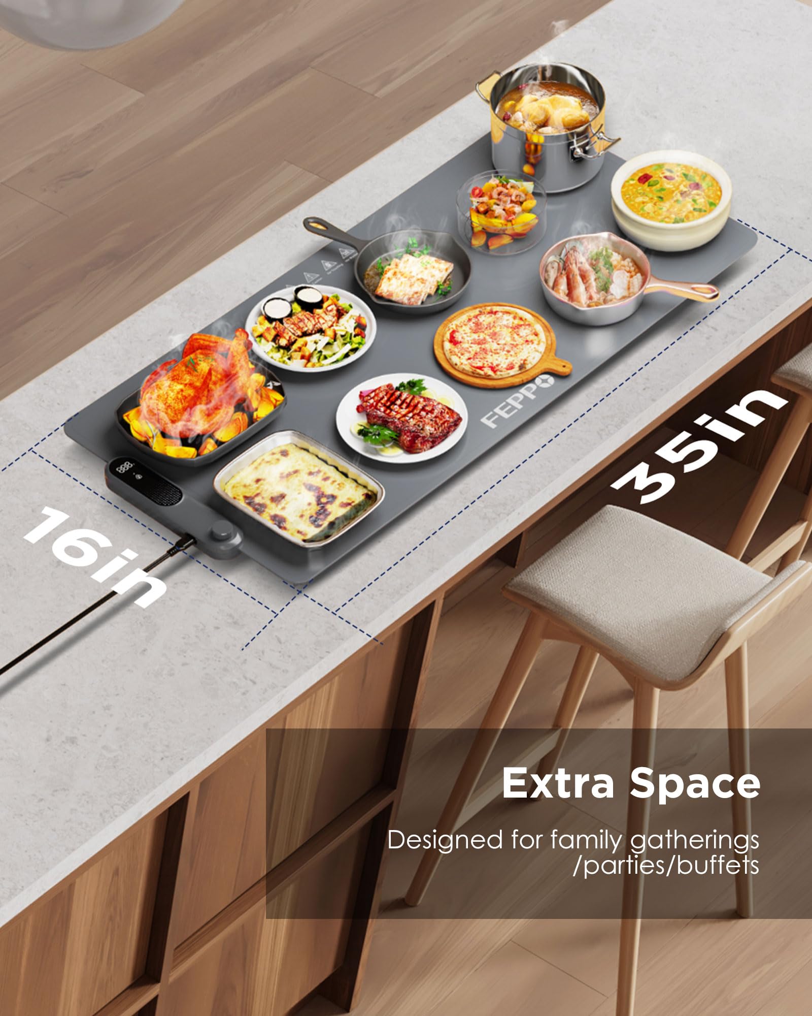FEPPO Food Warming Mat GEN1 Portable Silicone Electric Warming Tray - FEPPO