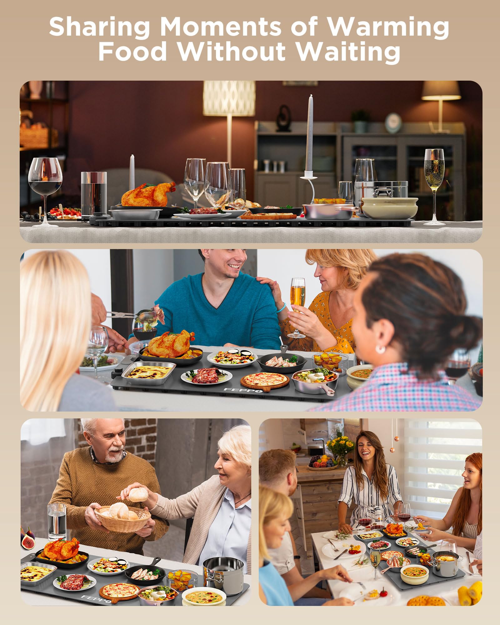 FEPPO Food Warming Mat GEN1 Portable Silicone Electric Warming Tray - FEPPO