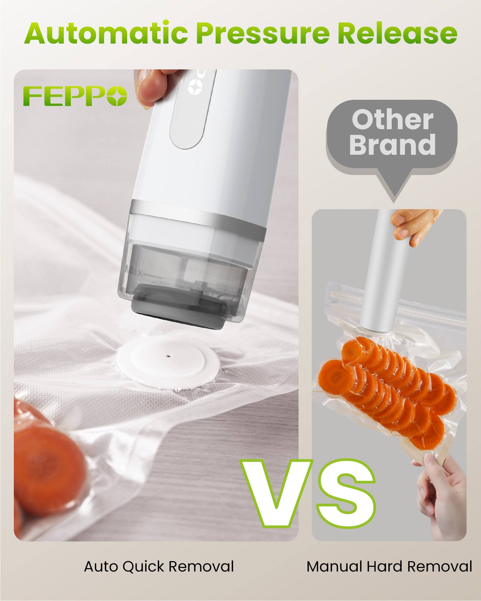 FEPPO Food Vacuum Sealer with Visible Water Tank + 30 Reusable Bags - FEPPO