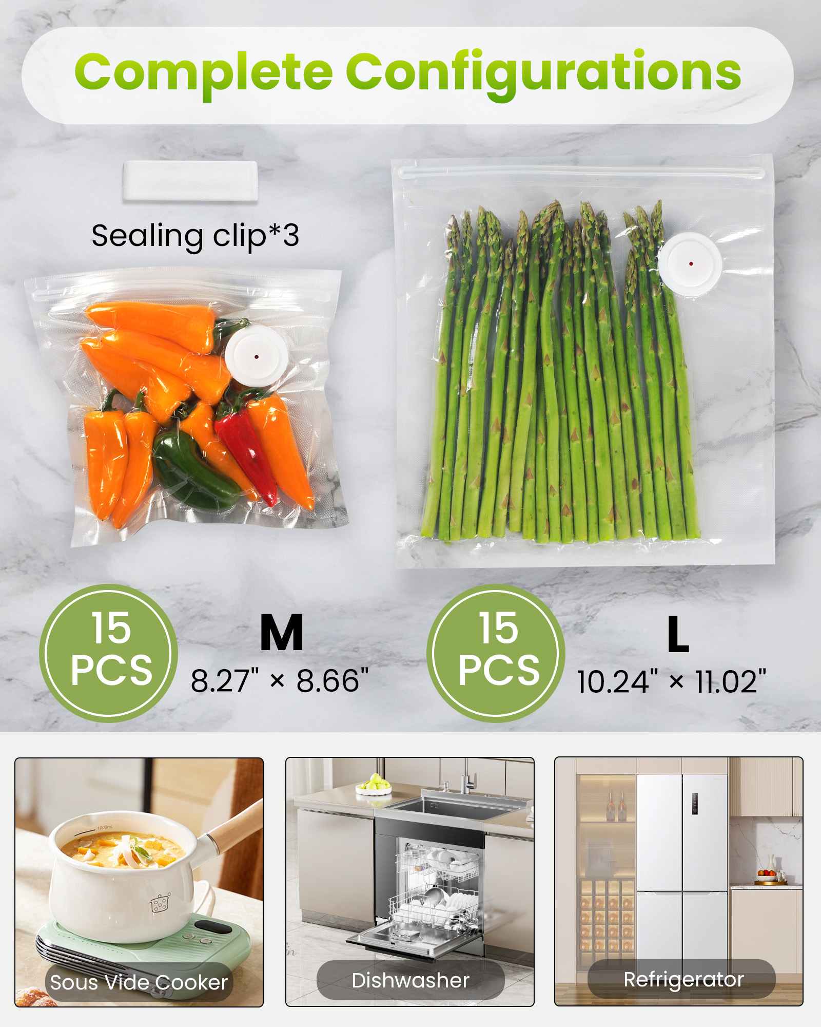 FEPPO Food Vacuum Sealer with Visible Water Tank + 30 Reusable Bags - FEPPO